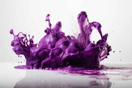 Artistic shot of a violet ink splash on white background, Generative aiの素材