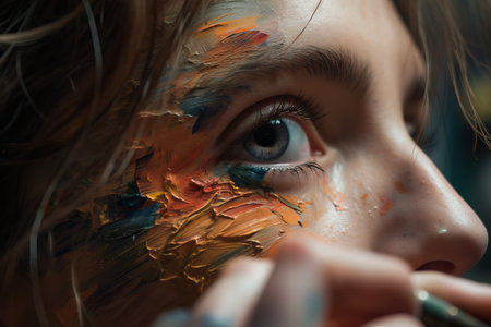 Close-up of a beautiful girl's face with a creative make-upの素材
