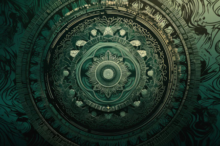 3D surreal illustration. Sacred geometry. Mysterious psychedelic relaxation pattern. Fractal abstract texture. Digital artwork graphic astrology magicの素材