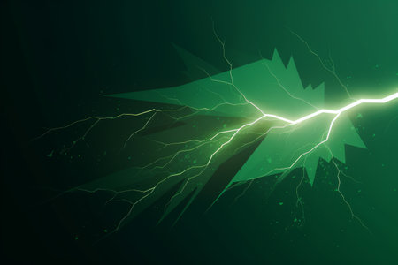 Green lightning on a dark background. Vector illustration for your design.の素材