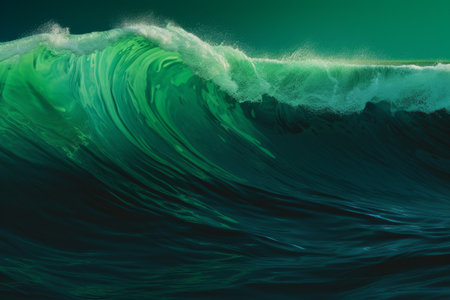 Ocean wave on a green background. 3d render illustration, 3d illustrationの素材