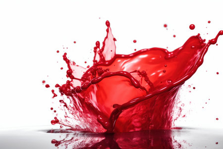 red wine splashing isolated on white background. 3d rendering.の素材