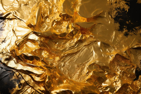 golden foil on black background, close-up, macro photoの素材