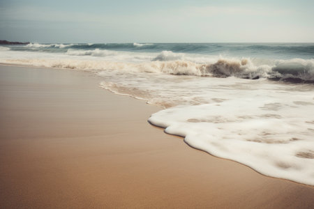 Beautiful seascape with soft wave on the sandy beach.の素材