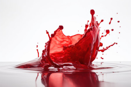 red wine splashing isolated on white background. close-up shotの素材