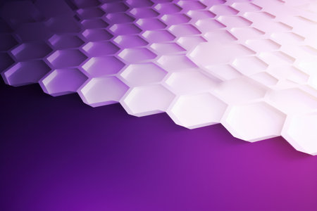 Abstract background with hexagons in purple and violet colors. 3d renderの素材