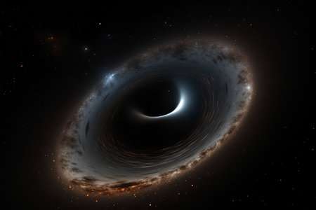 Black hole in space. Abstract fractal background. 3D renderingの素材