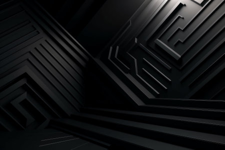 Abstract black geometric background. 3d rendering, 3d illustration.の素材
