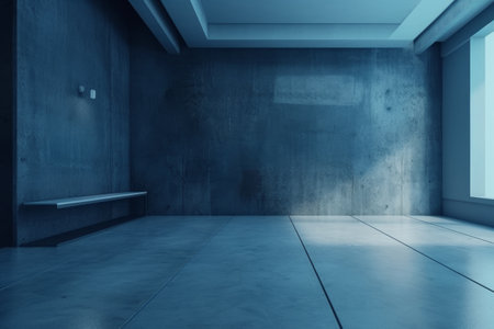 3d rendering of empty room with wooden floor and concrete wall.の素材