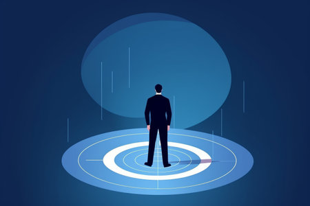 Businessman standing in front of the target. Concept business vector illustration.の素材