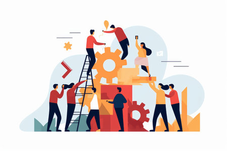 Teamwork concept. Vector illustration in flat style. Teamwork, cooperation, partnership, teamwork, cooperation.の素材