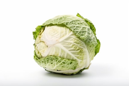 Cabbage isolated on white background. Cabbage close-up.の素材