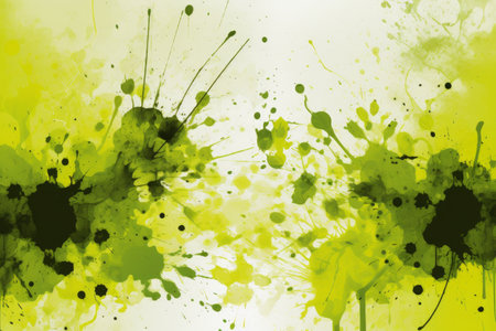 abstract green background with watercolor splashes and blots on itの素材