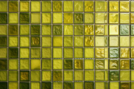 Green and yellow ceramic tile wall texture. Abstract background and texture for design.の素材