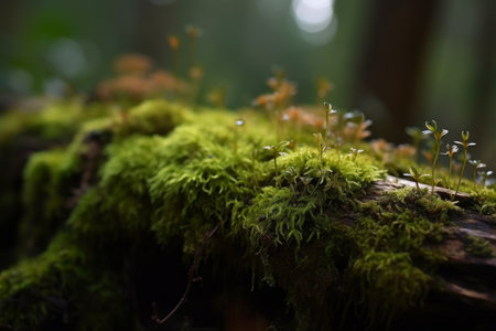 Moss on the tree in the rain forest. Selective focus.の素材