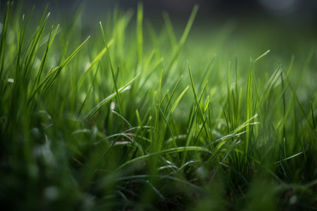 close up of green grass in the garden, shallow depth of fieldの素材