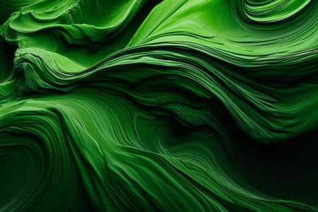 Green abstract wavy background. 3d rendering, 3d illustration.の素材