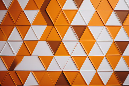 Abstract background of orange and white triangles. 3d rendering, 3d illustration.の素材