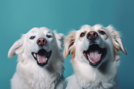 Ai generated illustration of two smiling dogsの素材