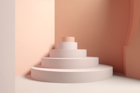 Abstract minimal scene with white podium. 3d render background design.の素材
