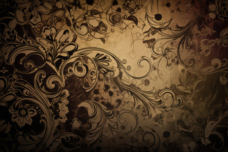 Grunge floral background with swirls, element for design, vector illustrationの素材