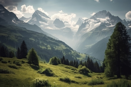 Beautiful summer landscape in the mountains. Panoramic view.の素材