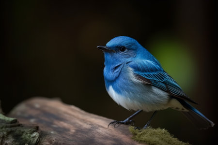 Ultramarine Flycatcher (Ficedula superciliaris), little beautiful blue bird standing on the floor, Generative aiの素材