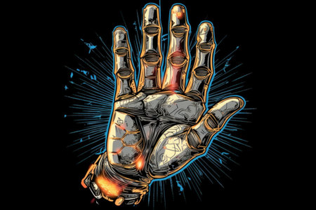 Robot hand on a black background. Vector illustration. Eps 10の素材