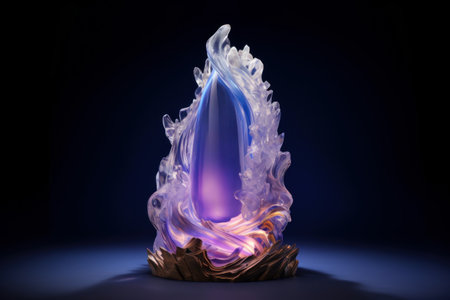 Flaming water on black background, 3d rendering. Computer digital drawing.の素材
