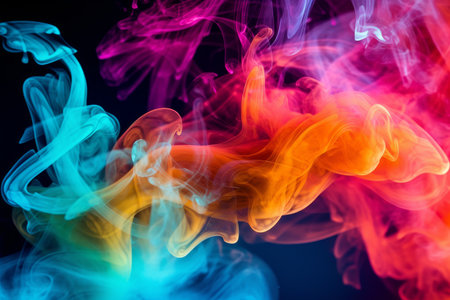 Abstract multicolored smoke on a black background. Background from the smoke of vapeの素材