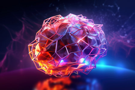3d illustration of abstract geometric background with polygonal sphere.の素材