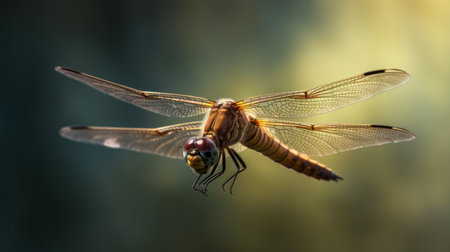 Dragonfly on a green background. Macro photography of a dragonfly.の素材