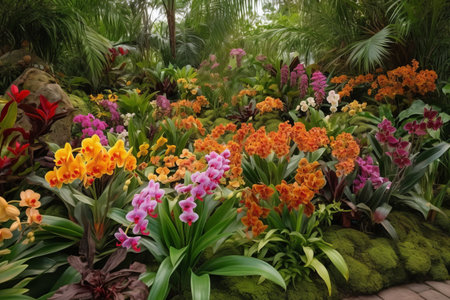 Colorful orchids in the botanical garden, Thailand.の素材