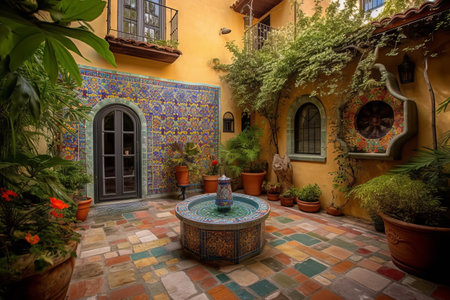 View of the courtyard of the house in Cordoba, Spain.の素材