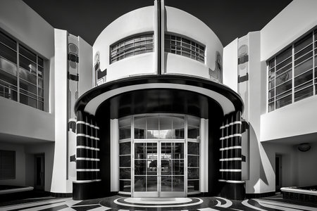 Exterior of a modern office building. Black and white photo.の素材