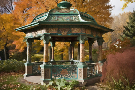 Gazebo in the autumn park on a sunny day.の素材