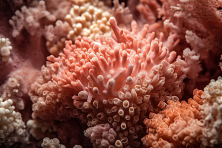 Close up of coral with red and orange color. Selective focus.の素材