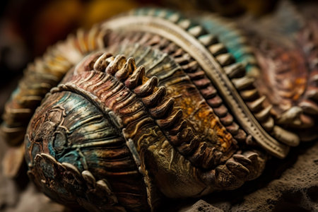 Fossil of a seashell. Close-up. Selective focus.の素材