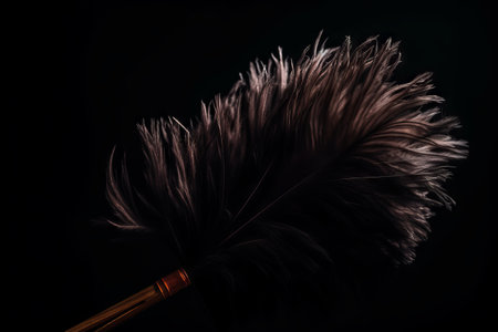 close up of a feather on a black background with space for textの素材