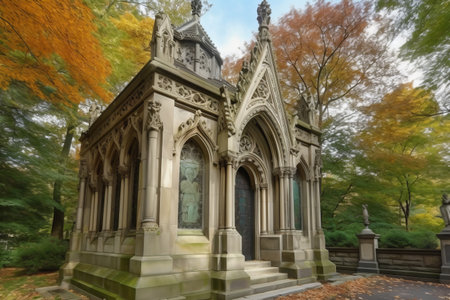 Old cemetery in the fall time, New York City, USA.の素材