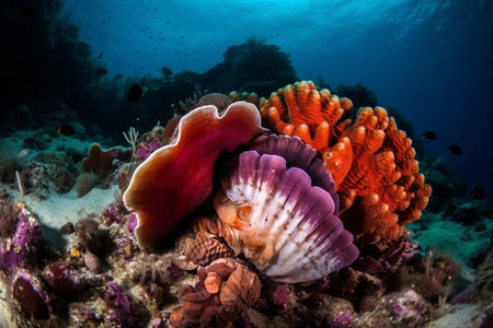 Beautiful and colorful tropical coral reef and marine fish in the Red Seaの素材