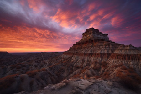 Sunset over the Badlands National Park, South Dakota, USAの素材