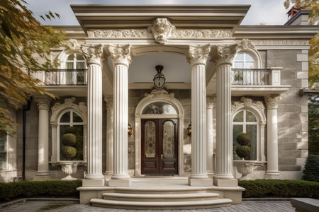 Facade of an old mansion in Washington DC, USA. The building was built in the 1800s.の素材