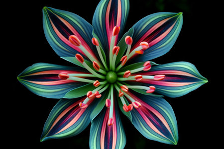 Close-up of beautiful flower in the garden on a black backgroundの素材