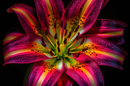 Macro closeup of lily flower, abstract floral art backgroundの素材