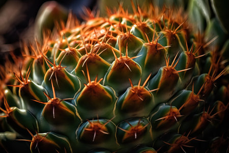 Close up of cactus with beautiful orange thorns. Selective focus.の素材