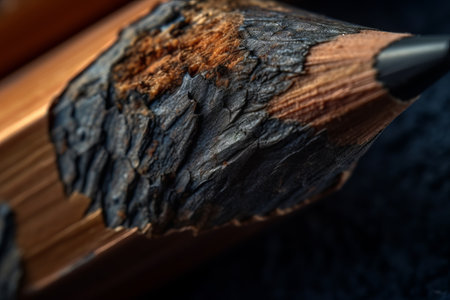close up of black pencils on black background with shallow depth of fieldの素材