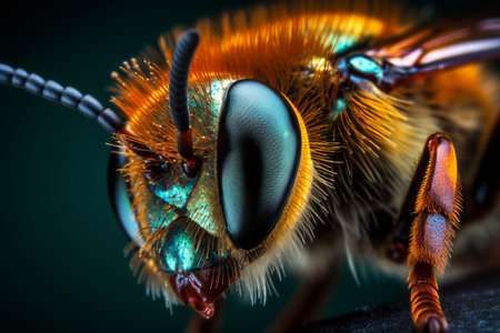 Macro shot of a bee's head, extreme close-upの素材