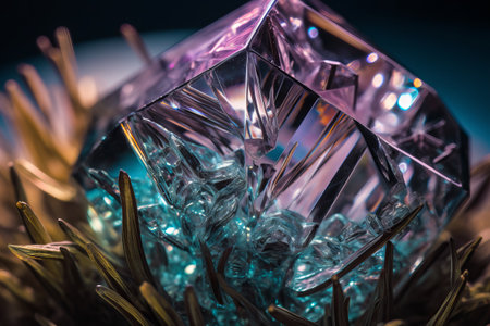 Close up of a crystal on a dark background. Selective focus.の素材
