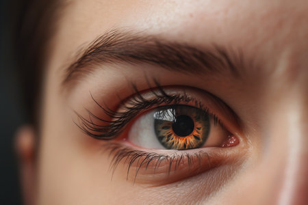 Close-up shot of beautiful woman's eye with long eyelashesの素材